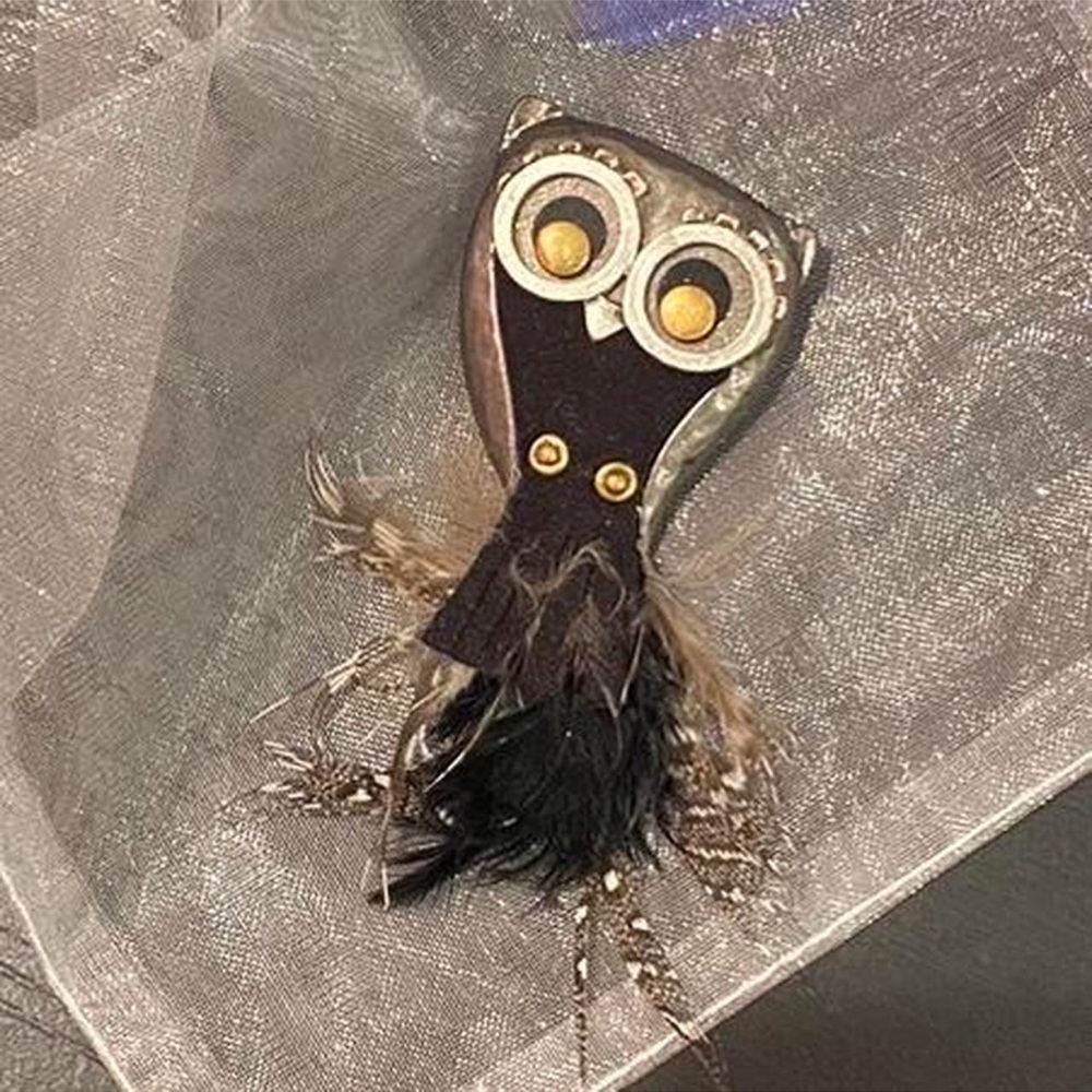 Black and Silver Owl Brooch